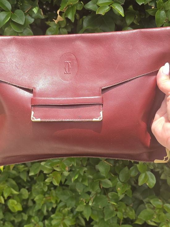 Cartier Handbags - Cartier Vintage Burgundy Leather Clutch
